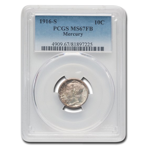 1916-S Mercury Dime MS-67 PCGS (FB) 1916-S Mercury Dime MS-67 PCGS (FB)
